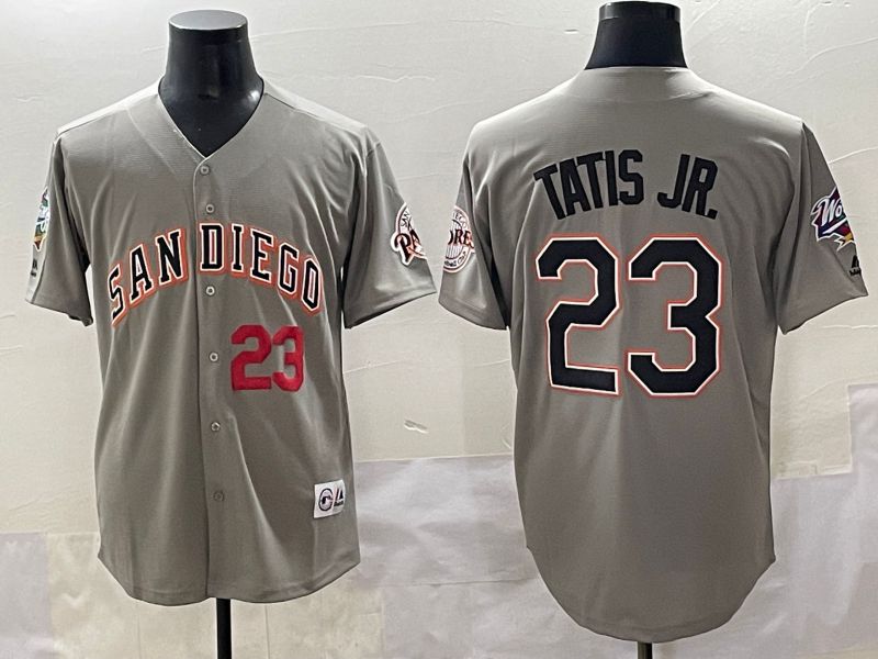 Men 2025 San Diego Padres #23 Tatis jr Grey Throwback Game Nike MLB Jersey style 4->san diego padres->MLB Jersey